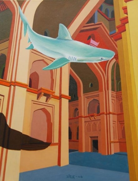 Mahendar Soni ORCHHA OLD 2008 Acrylic on Paper 6.9 x 8.9 in. NFS