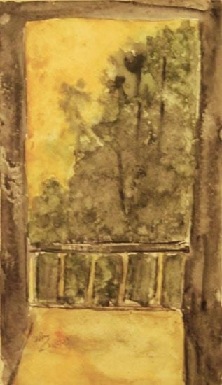 Rabindranath Tagore UNTITLED (BALCONY) ND Coloured ink and wash on paper 8.5 x 5 in.
