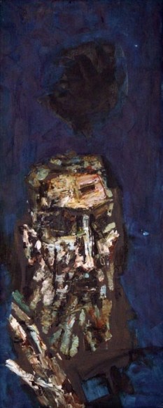 M.F. Husain SELF PORTRAIT 1960s Oil on canvas 30 x 12 in. SOLD