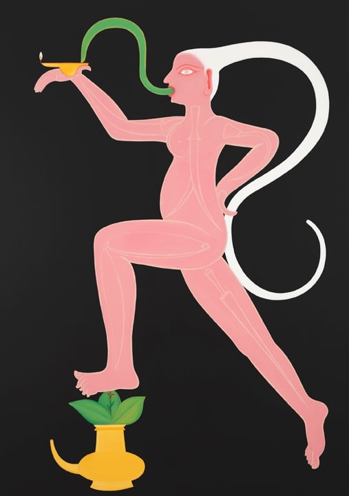 Rekha Rodwittiya Rekha @ 50 (Pink) 2008 Acrylic and oil on canvas 84 x 60 in.