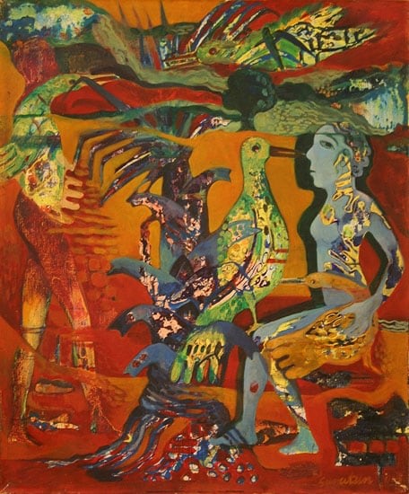 Sanatan Saha UNTITLED (RED) 2007 Acrylic and oil on canvas 15 x 18 in.