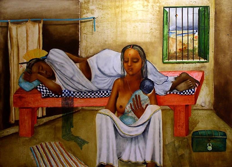 Anjolie Ela Menon SIESTA 2004 Oil on board 42 x 60 in.