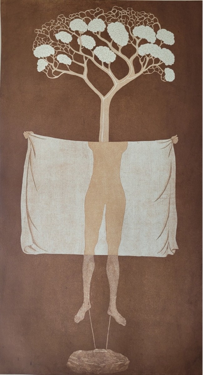 Gigi Scaria Veil, 2022 Etching on Somerset paper 36h x 20w in 1 of 20