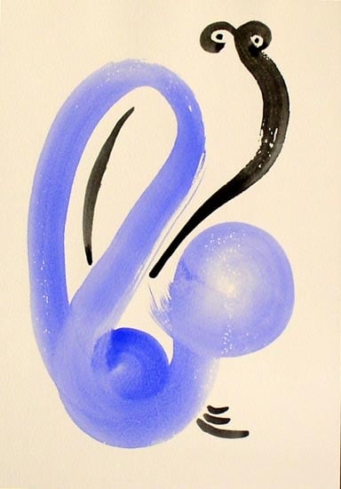Ranibir Kaleka UNTITLED (BLUE ABSTRACT 2) Watercolor on paper 10 x 7 in.
