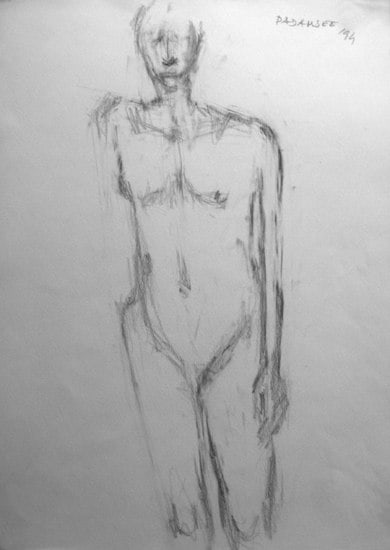 Akbar Padamsee NUDE 3 1994 Pencil on a paper 15 x 11 in.