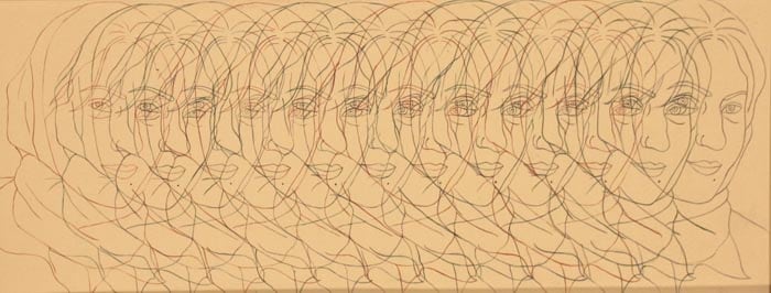 Rehana Mangi Self Portrait 4 x 10.5 in. Ink on paper Estimate - $1,000 - $2,000