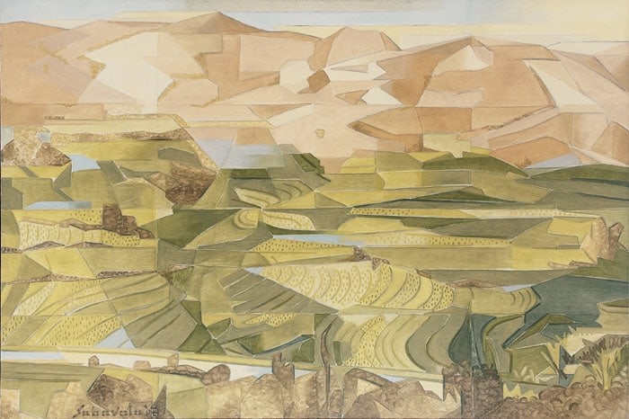 Jehangir Sabavala RICE FIELDS, PALNI HILLS - II 2008 Oil on canvas 40 x 60 in.