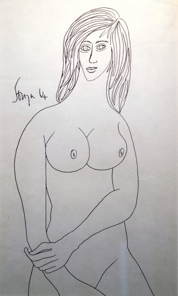 F.N. Souza Untitled (Nude Female) 1964 Pen on paper 13 x 8 in.