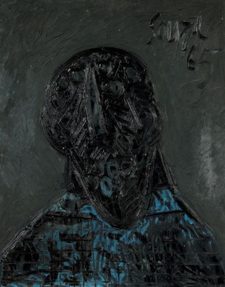 F.N. Souza UNTITLED (HEAD) 1965 Oil on board 29 x 23 in.