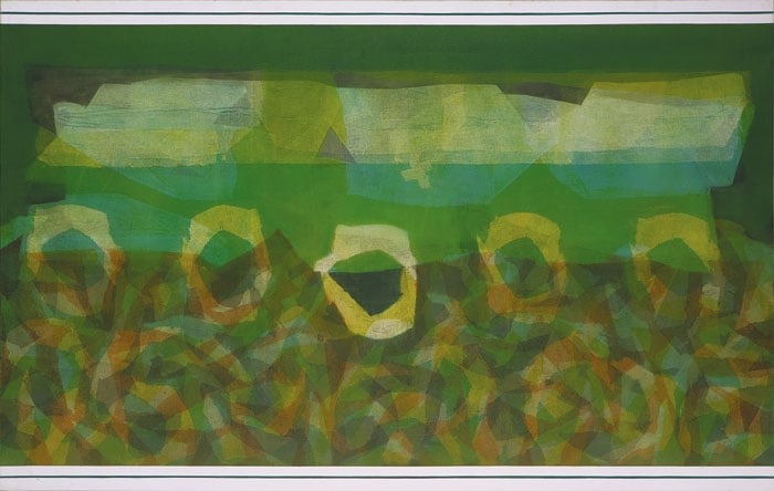 Manish Pushkale UNDER GREEN FEVER 2008 Oil on canvas 60 x 96 in.
