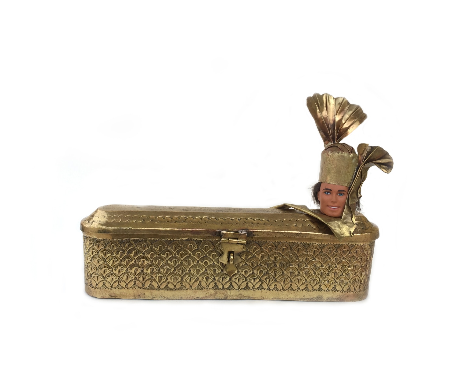 Affan Baghpati Shuja Qalamdan, 2018 Brass and vinyl Ken doll 7 x 10.50 x 2.50 in