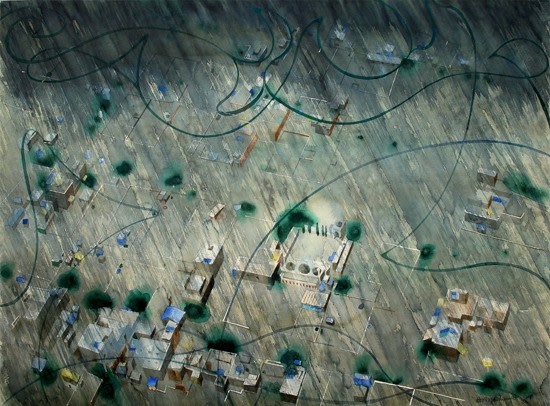 Indrapramit Roy THE DELUGE 2006 Watercolor on paper 40.5 x 56 in.