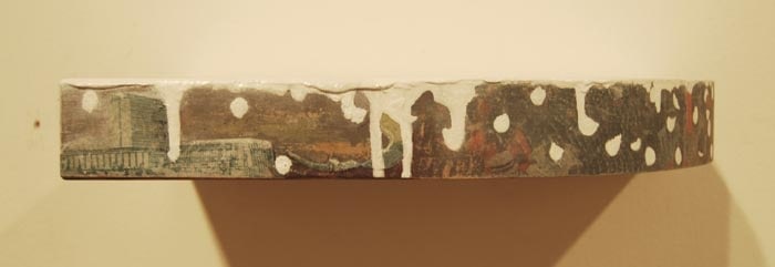 Saad Qureshi A SORT OF LOSS 2010 Oil and photographs on wood 1.75 x 12 x 8.25 in.