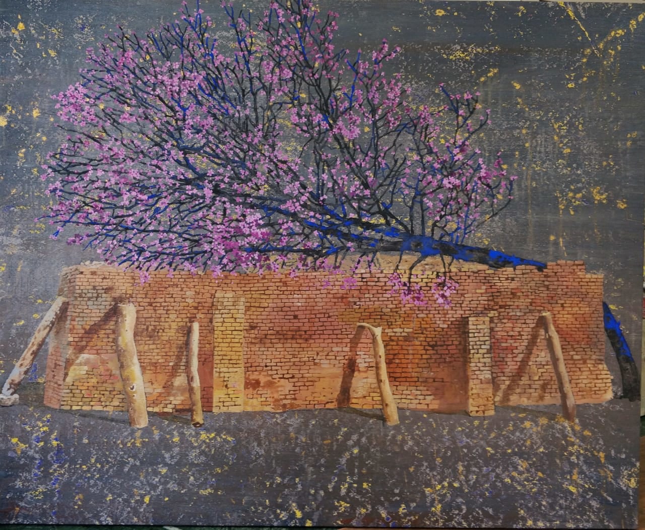 G. R. Iranna Untitled, 2019 Acrylic on tarpaulin 4.5 x 5.5 in