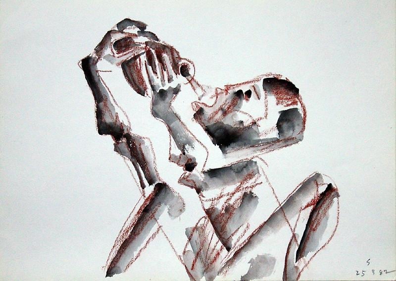 Somnath Hore RUST SERIES 20 1982 Watercolor and crayon on paper 10 1/8 x 14 1/4 in.