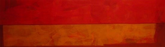 Yogesh Rawal YELLOW LINE 2006 Tissue paper, cellulose & synthetic resin on wood 24 x 81 in.