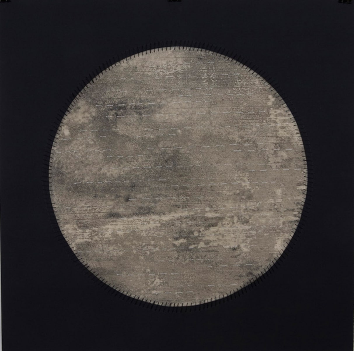 Anila Quayyum Agha Regeneration V 2012 Mixed media on paper (Encaustic, ink, graphite, charcoal, and embroidery on paper) 22 x 22 in.