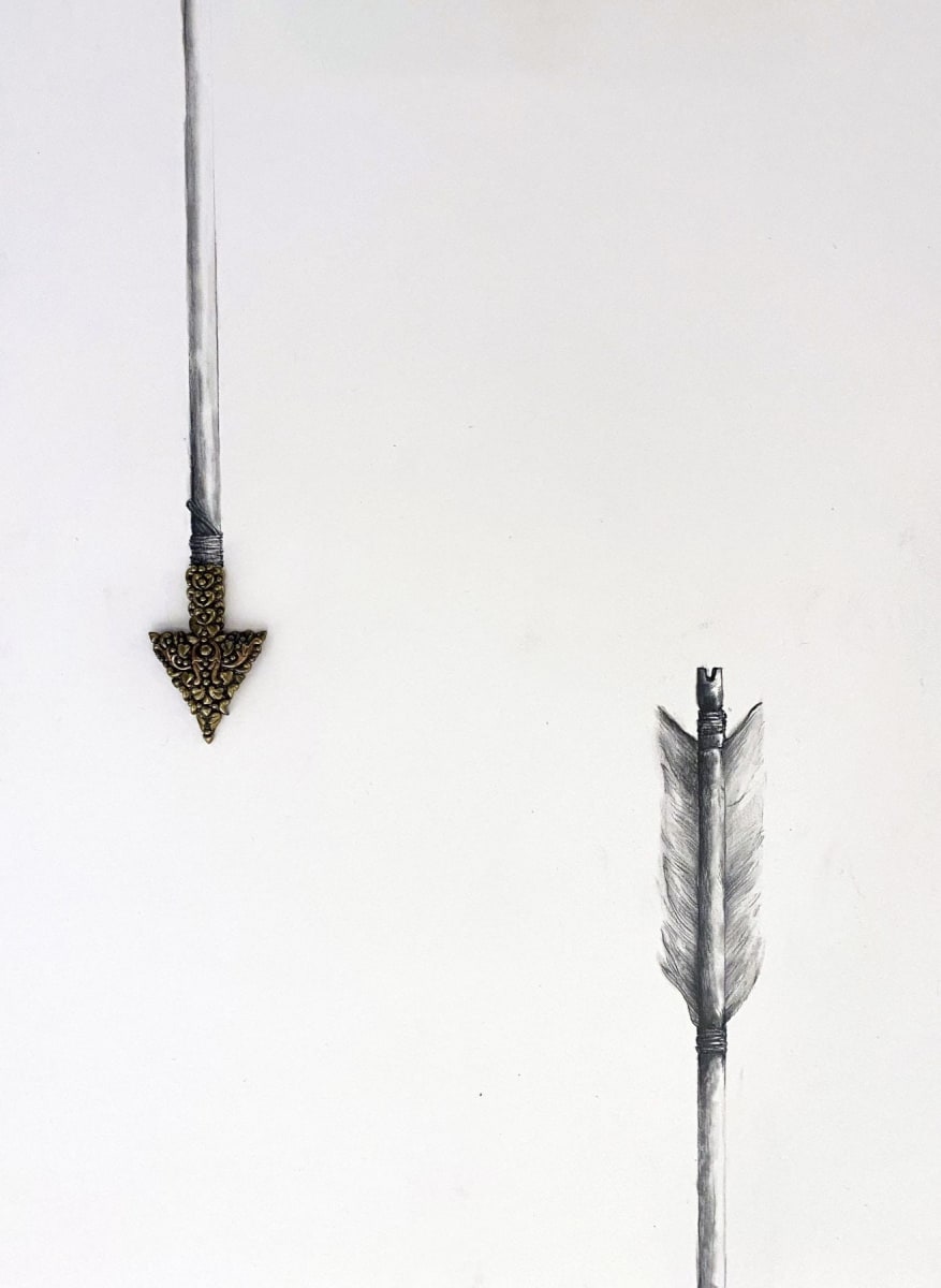Promotesh Das Pulak Untitled (Beautiful way to die) (4) 2019 Drawing on paper, brass, copper 16 x 12 in.