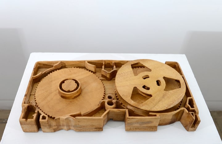Debanjan Roy, Untitled (Video Cassette), 2013, carved wood, 7.50 x 14.50 x 2.50 in