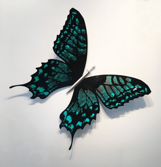 Sunil Gawde Green - Black (Ed. of 3) 2016 Mirror finished and painted stainless steel 53 x 64 in