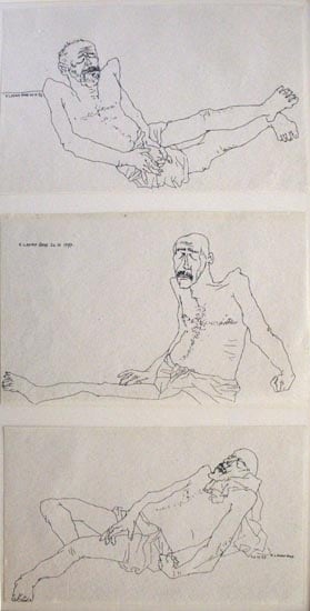 K. Laxma Goud UNTITLED (3 UNWELL MEN) 1977 Ink on paper 20 x 9.5 in. SOLD