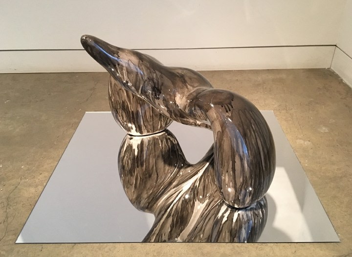 Arunkumar H.G. Bird 2018 Paper pulp, cement, wood glue, aluminum, floor paint and clear coat 16 x 21 x 22 in.