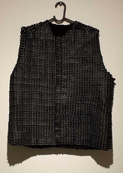 Amna Ilyas UNTITLED 2 (Waistcoat) Fibreglass, cloth. mobile phone pads 25.5 x 23.5 in.