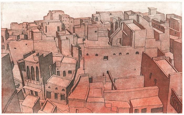 Damon Kowarsky AMINABAD I 2008 Etchings on paper 7 x 11.5 in.