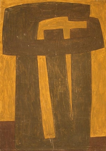 Sadequain UNTITLED (SHAPES) Oil on canvas 49 x 35.5 in.