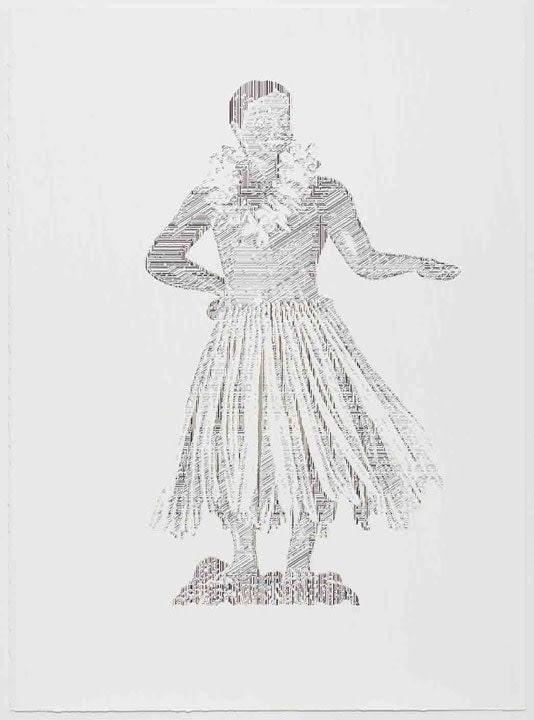Ben Rak HULA BOY DANCING BOBBLE, PERCEIVE-CONCEIVE SERIES (Ed. of 11) 2013 Acrylic and silkscreen on BFK Rives 280gsm paper 30 x 22 in.