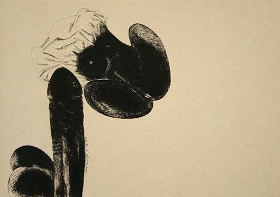 Laxma Goud Untitled (Penis and Woman) 1975 Ink on board 13.5 x 9.5 in.