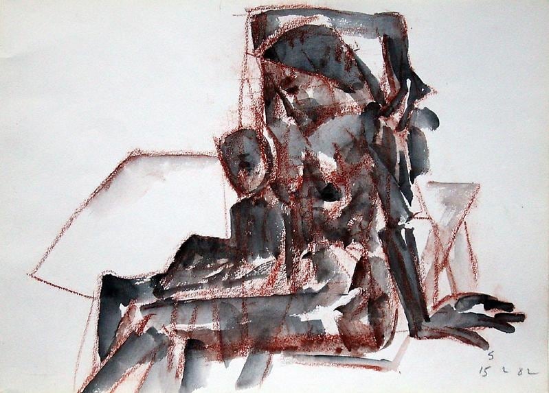 Somnath Hore RUST SERIES 10 1982 Watercolor and crayon on paper 10 1/8 x 14 1/4 in.