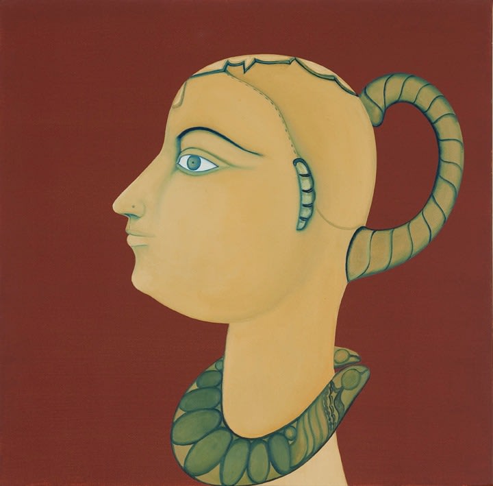 Rekha Rodwittiya Nayika (Red) 2009 Acrylic and oil on canvas 24 x 24 in.