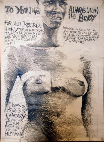 Keith Piper BODY TYPE 1&2 1982 Ink on paper 36 x 48 in each
