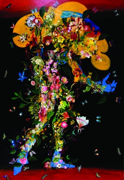 Priyantha Udagedara Wanamali 2016 Mixed media on canvas 63 x 43 in.