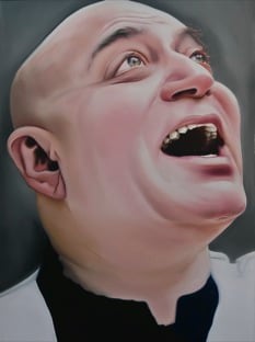 Riyas Komu, Madan Kataria (Man Laughing), oil on canvas, 60 x 48 in