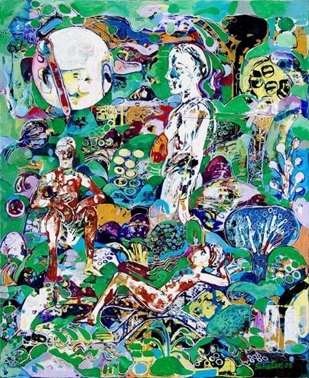 Sanatan Saha UNTITLED (GREEN FIGURE RECLINING) 2008 Acrylic and oil on canvas 36 x 30 in.