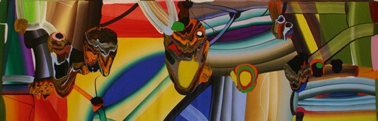 Bose Krishnamachari STRETCHED BODIES 32 2007 Acrylic on canvas 36 x 96 in.