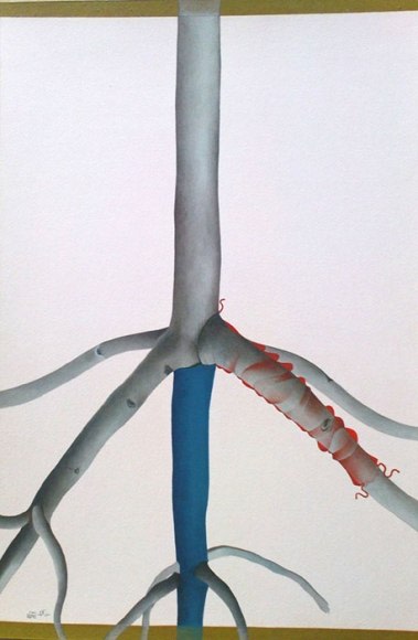 Attiya Shaukat STEP BY STEP V 2008 Silver, thread and gouache on wasli 19 x 13 in.