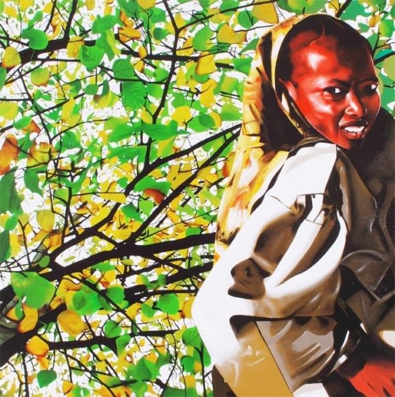 Binoy Varghese REFUGEES / THEIR OWN LANDS - I 2009 Acrylic on canvas 60 x 60 in.