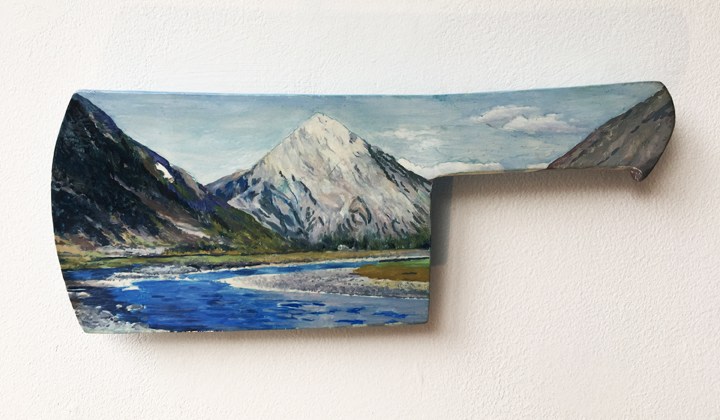Adeela Suleman I Will Meet You by the Water - 9, 2017 Metal cleaver with enamel and hardener 5.50 x 12.50 in