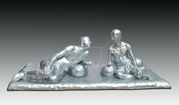 Debanjan Roy INDIA SHINING 7 (GANDHI SHARING IPOD) 2009 Fiberglass with acrylic paint Edition of 5 36 x 108 x 48 in.