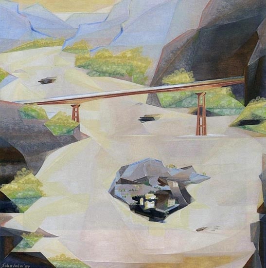 Jehangir Sabavala LANDSCAPE (THE BRIDGE) 2004 Oil on canvas 48 x 48in.