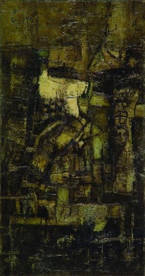 Ram Kumar UNTITLED LANDSCAPE (YELLOW) ND Oil on canvas 32 x 17 in. NFS