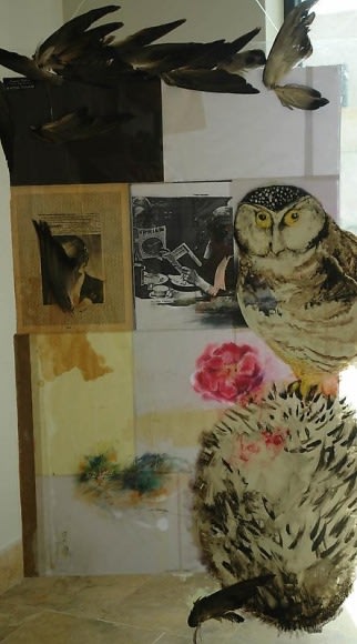 Masooma Syed CHAPTER 4 Paper paint wings and plexi glass 50 x 30 in.
