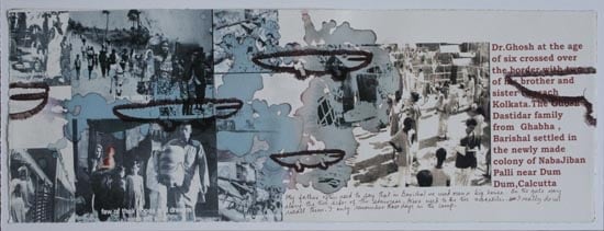 Sanchayan Ghosh A RED INDIAN GHOS(H)T IN NEW YORK - EPISODE 1-F 2007 Inkjet print & drawing on somerset paper (a book folio with three epsiodes with seven pages each) 8 x 22 in.