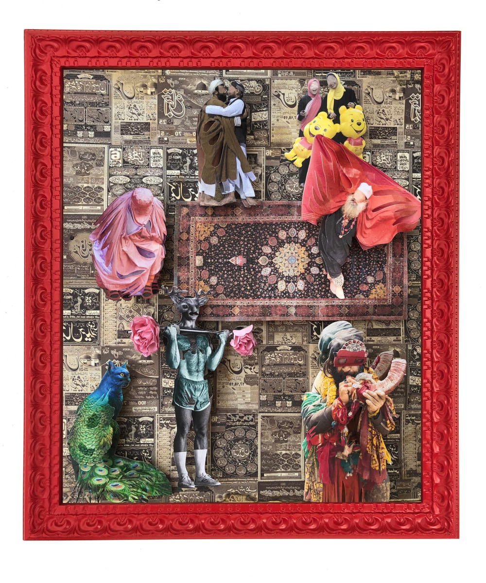 Mohsin Shafi, We Are Family, 2018, Hand-cut mixed media collage, 12.50 x 16.50 in