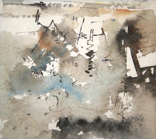 Ganesh Haloi EXPLORATION IN WHITE 4 Watercolor on paper 12 x 10 in.