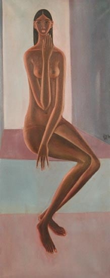 B. Prabha BLOSSOMING Oil on canvas 64 x 30 in. SOLD