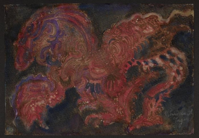 Rabindranath Tagore DRAGON ND Watercolour on paper 8 x 12 in. NFS